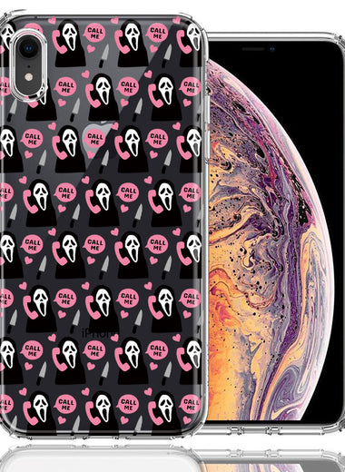 Apple iPhone XR Pink Horror Valentine Character Ghostface Boyfriend Call Me Hearts Double Layer Phone Case Cover