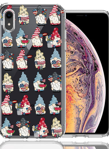 Apple iPhone XR USA Fourth Of July American Summer Cute Gnomes Patriotic Parade Double Layer Phone Case Cover