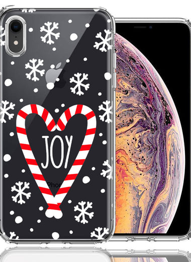 Apple iPhone XR Winter Joy Snow Peppermint Candy Cane Heart Festive Christmas Double Layer Phone Case Cover