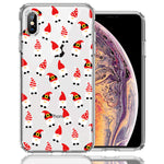 Apple iPhone XS Max Cute Red Christmas Holiday Santa Gnomes Design Double Layer Phone Case Cover