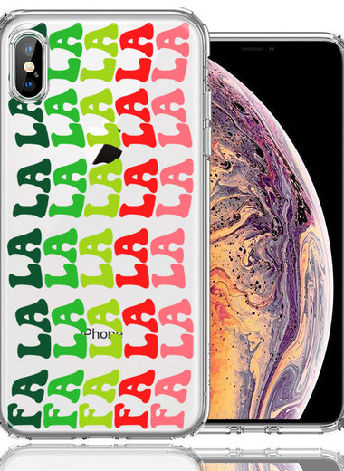 Apple iPhone XS/X Deck The Halls Christmas Carol Falala Festive Lyric Vintage 70s Letters Double Layer Phone Case Cover