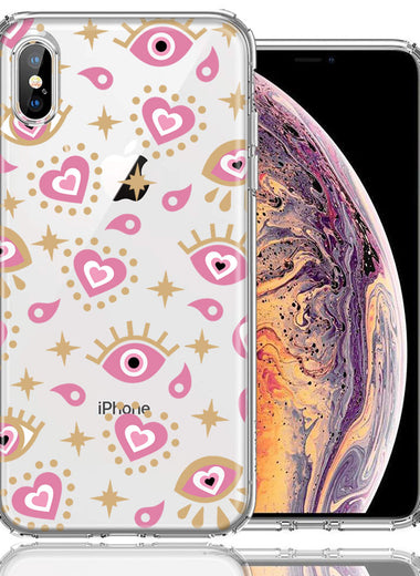 Apple iPhone XS/X Pink Evil Eye Lucky Love Law Of Attraction Design Double Layer Phone Case Cover