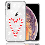 Apple iPhone XS Max Winter Joy Snow Peppermint Candy Cane Heart Festive Christmas Double Layer Phone Case Cover