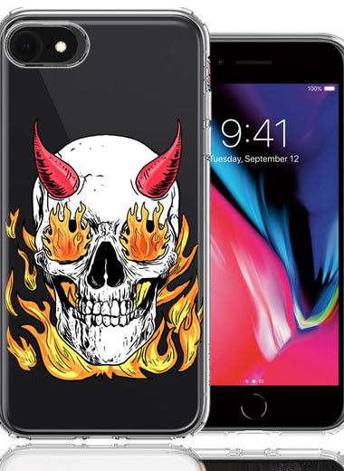 Apple iPhone 6/7/8/SE Flamming Devil Skull Design Double Layer Phone Case Cover