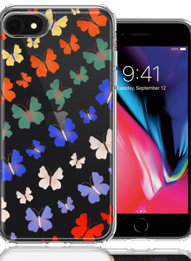 Apple iPhone 6/7/8/SE Colorful Butterflies Design Double Layer Phone Case Cover