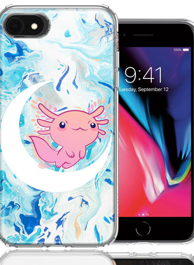 Apple iPhone 6/7/8/SE Pink Axolotl Moon Mable Design Double Layer Phone Case Cover