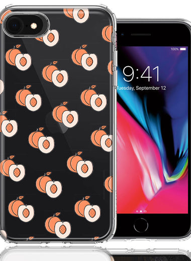 Apple iPhone 6/7/8/SE Polka Dot Peaches Design Double Layer Phone Case Cover