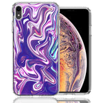 Apple iPhone XR Purple Paint Swirl Design Double Layer Phone Case Cover