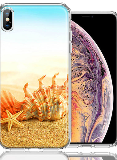 Apple iPhone XS/X Beach Shell Design Double Layer Phone Case Cover