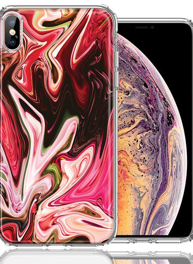 Apple iPhone XS/X Pink Abstract Design Double Layer Phone Case Cover