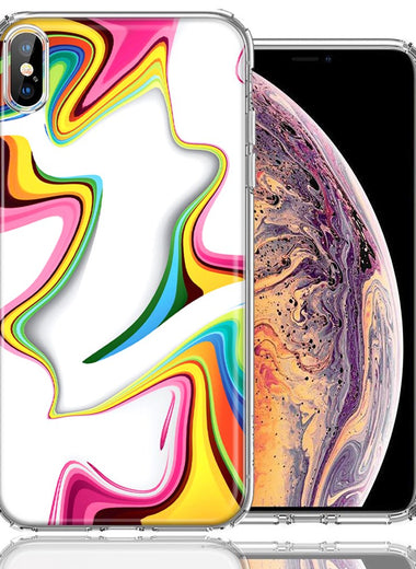Apple iPhone XS/X Rainbow Abstract Design Double Layer Phone Case Cover