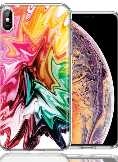 Apple iPhone XS/X Rainbow Flower Abstract Design Double Layer Phone Case Cover