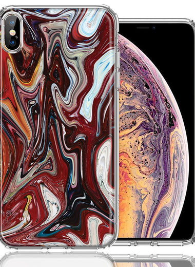 Apple iPhone XS/X Red White Abstract Design Double Layer Phone Case Cover