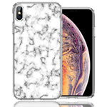 Apple iPhone XS Max White Grey Marble Design Double Layer Phone Case Cover