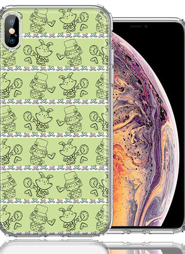 Apple iPhone XS/X Wonderland Hatter Rabbit Design Double Layer Phone Case Cover