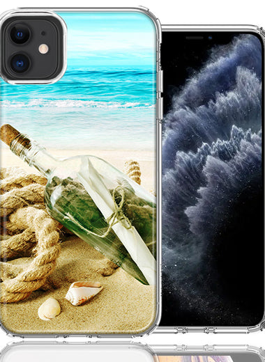 Apple iPhone 12 Mini Beach Message Bottle Design Double Layer Phone Case Cover