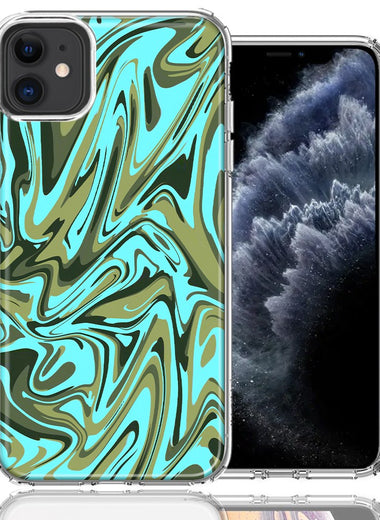 Apple iPhone 12 Mini Blue Green Abstract Design Double Layer Phone Case Cover