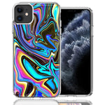 Apple iPhone 12 Mini Blue Paint Swirl Design Double Layer Phone Case Cover