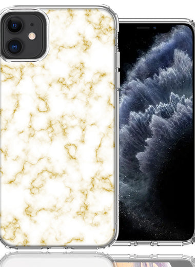 Apple iPhone 11 Gold Marble Design Double Layer Phone Case Cover