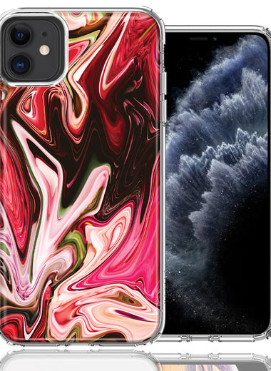 Apple iPhone 12 Pink Abstract Design Double Layer Phone Case Cover