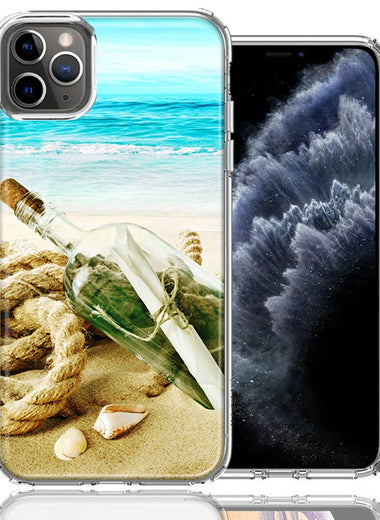 Apple iPhone 12 Pro Max Beach Message Bottle Design Double Layer Phone Case Cover