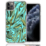 Apple iPhone 12 Pro Max Blue Green Abstract Design Double Layer Phone Case Cover