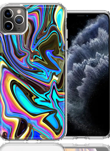 Apple iPhone 12 Pro 6.1" Blue Paint Swirl Design Double Layer Phone Case Cover