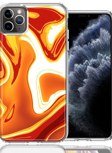 Apple iPhone 12 Pro 6.1" Orange White Abstract Design Double Layer Phone Case Cover