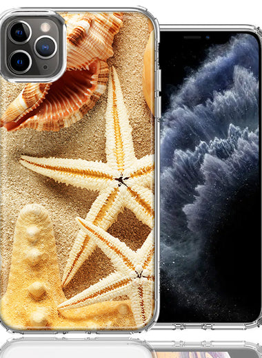 Apple iPhone 12 Pro 6.1" Sand Shells Starfish Design Double Layer Phone Case Cover