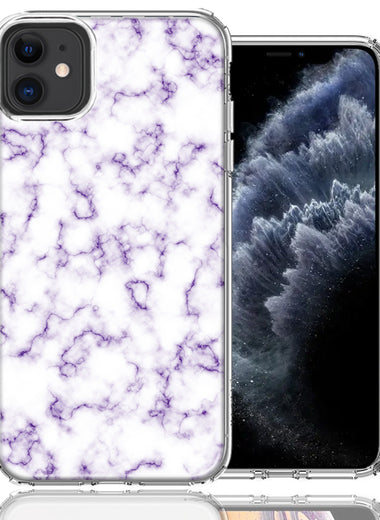 Apple iPhone 11 Purple Marble Design Double Layer Phone Case Cover