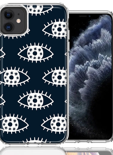 Apple iPhone 12 Starry Evil Eyes Design Double Layer Phone Case Cover