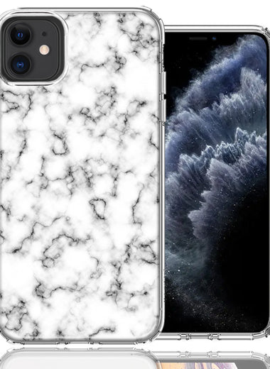 Apple iPhone 11 White Grey Marble Design Double Layer Phone Case Cover