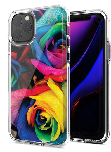 Apple iPhone 12 Pro Max Colorful Roses Design Double Layer Phone Case Cover