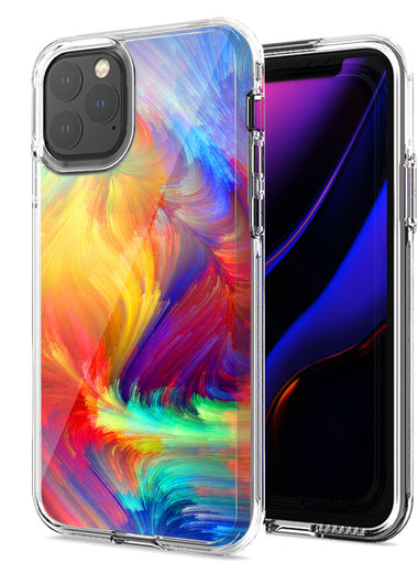 Apple iPhone 12 Feather Paint Design Double Layer Phone Case Cover