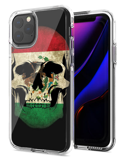 Apple iPhone 12 Mexico Flag Skull Design Double Layer Phone Case Cover