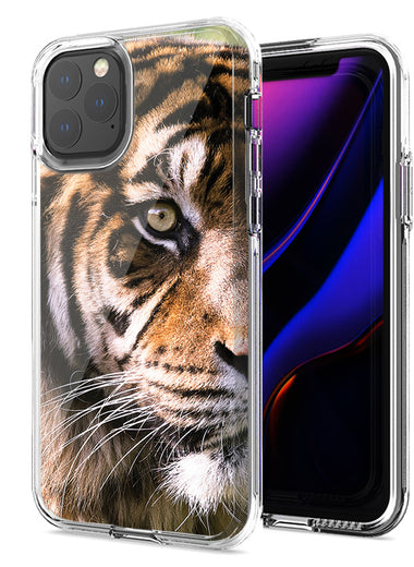 Apple iPhone 12 Tiger Face 2 Design Double Layer Phone Case Cover