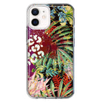 Apple iPhone 12 Mini Leopard Tropical Flowers Vacation Dreams Hibiscus Floral Hybrid Protective Phone Case Cover