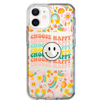 Apple iPhone 12 Mini Choose Happy Smiley Face Retro Vintage Groovy 70s Style Hybrid Protective Phone Case Cover
