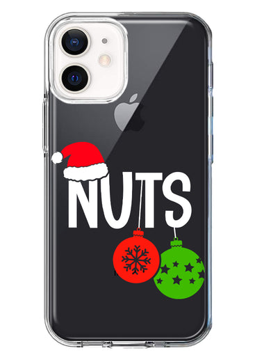 Apple iPhone 12 Christmas Funny Couples Chest Nuts Ornaments Hybrid Protective Phone Case Cover