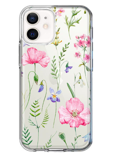 Apple iPhone 12 Spring Pastel Wild Flowers Summer Classy Elegant Beautiful Hybrid Protective Phone Case Cover