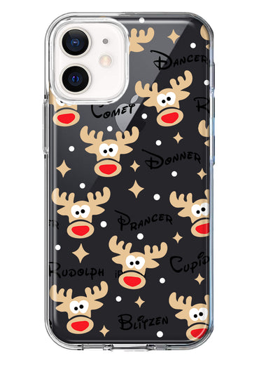 Apple iPhone 12 Red Nose Reindeer Christmas Winter Holiday Hybrid Protective Phone Case Cover