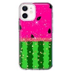 Apple iPhone 12 Mini Summer Watermelon Sugar Vacation Tropical Fruit Pink Green Hybrid Protective Phone Case Cover