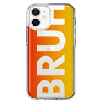 Apple iPhone 12 Mini Orange Red Clear Funny Text Quote Bruh Hybrid Protective Phone Case Cover