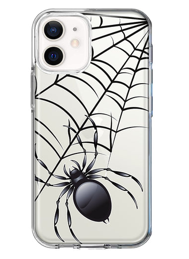Apple iPhone 12 Creepy Black Spider Web Halloween Horror Spooky Hybrid Protective Phone Case Cover