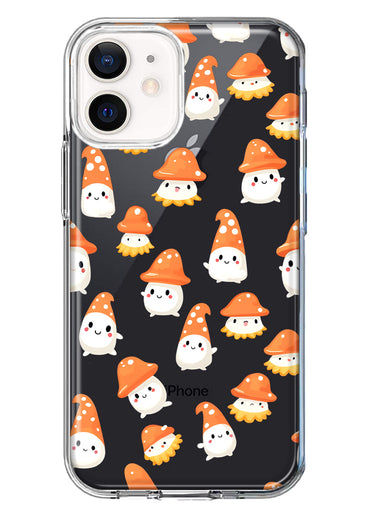 Apple iPhone 12 Cute Cartoon Mushroom Ghost Characters Hybrid Protective Phone Case Cover