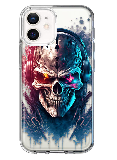 Apple iPhone 12 Cyberpunk Machine Headphones Skull Double Layer Phone Case Cover
