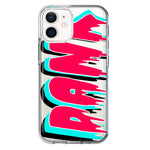Apple iPhone 12 Mini Teal Pink Clear Funny Text Quote Dank Hybrid Protective Phone Case Cover