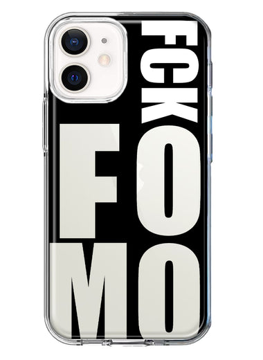 Apple iPhone 12 Black Clear Funny Text Quote Fckfomo Hybrid Protective Phone Case Cover