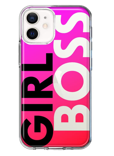 Apple iPhone 11 Pink Clear Funny Text Quote Girl Boss Hybrid Protective Phone Case Cover