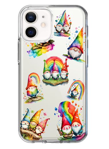 Apple iPhone 12 Colorful Neon Glow Rainbow Gnomes Painting Hybrid Protective Phone Case Cover